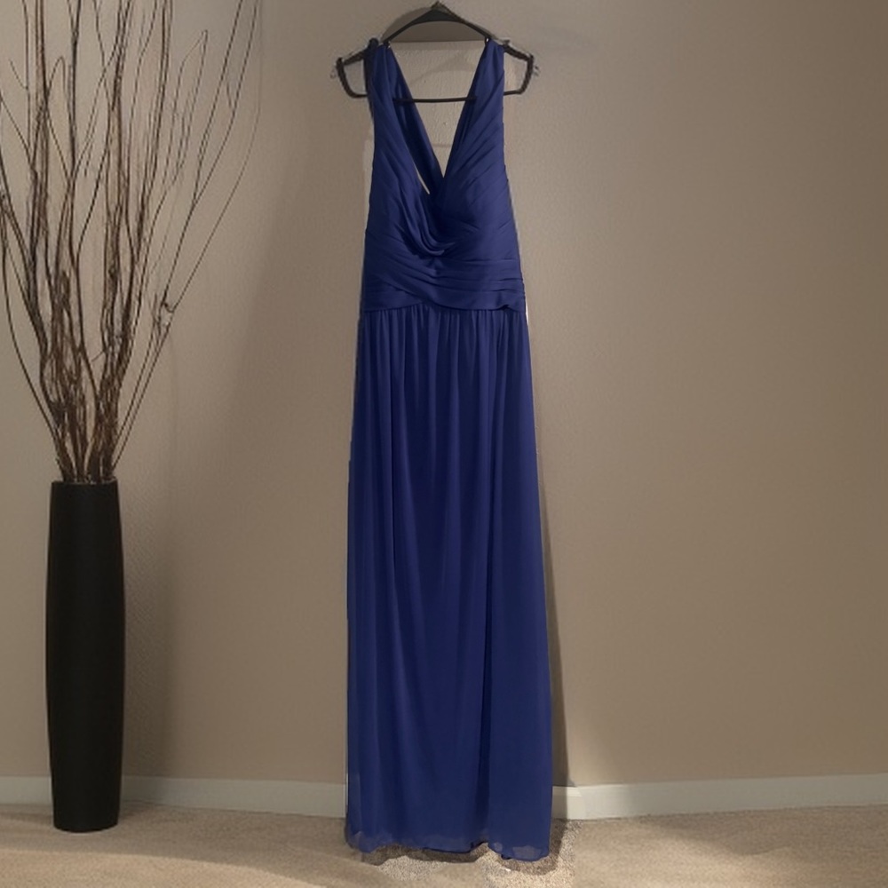 David’s Bridal Mesh Long Bridesmaid Dress With Crisscross Back